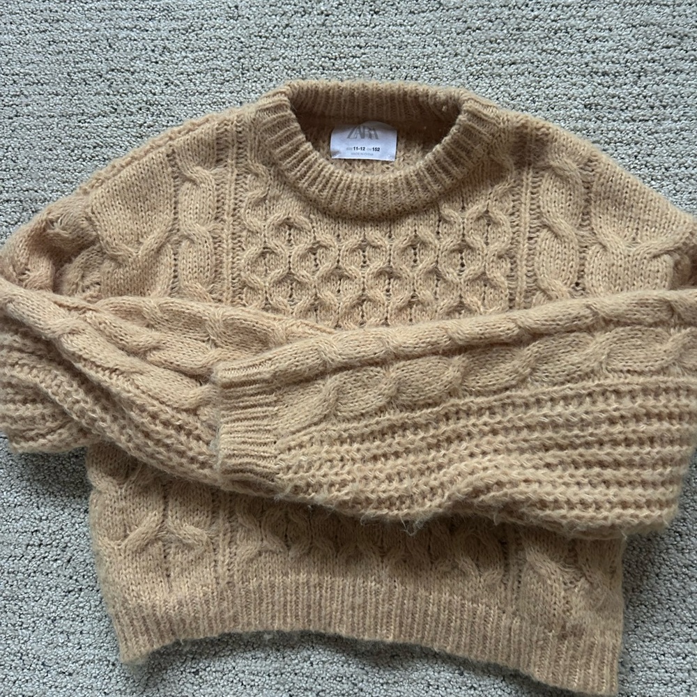 Cozy Tan Cable Knit Sweater